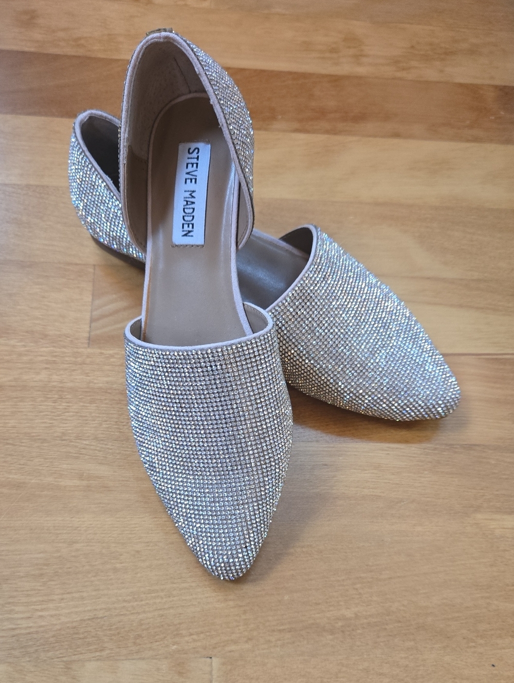 Steve Madden Women's Sparkle D'Orsay Flats in Champagne